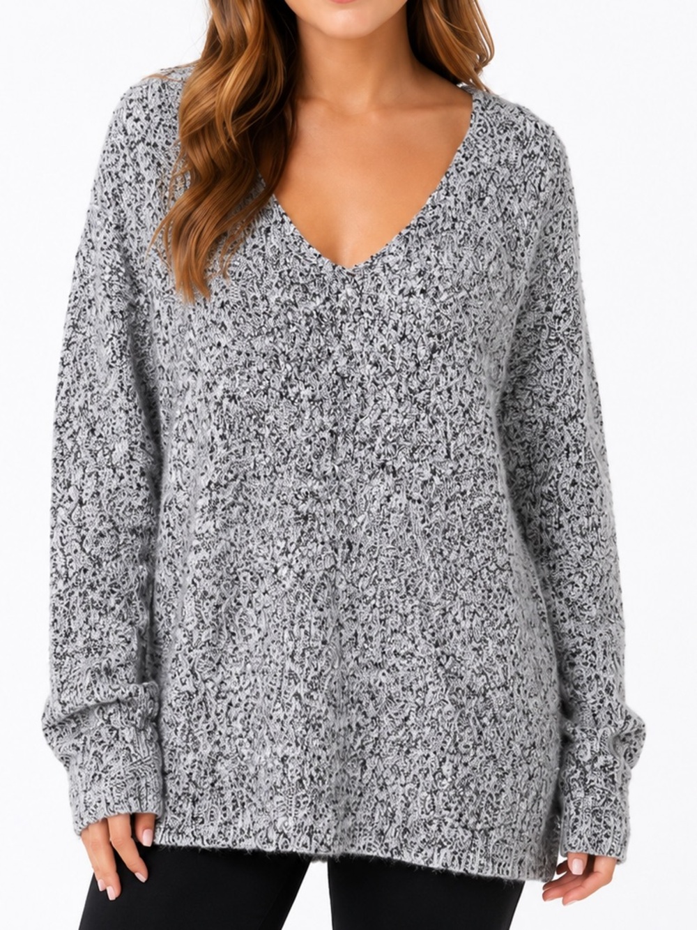 croft & barrow Gray Marled V-Neck Sweater